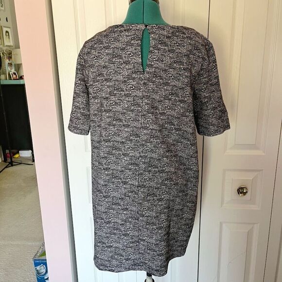 Adrienne Vittadini Cotton Tweed Shift Knee Length Unlined Tunic Dress - Picture 2 of 13